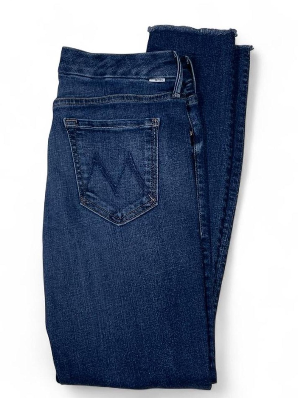 Mother The Looker Ankle Frey Lust For Life Skinny Blue Jeans Mid-rise 27 Raw Hem